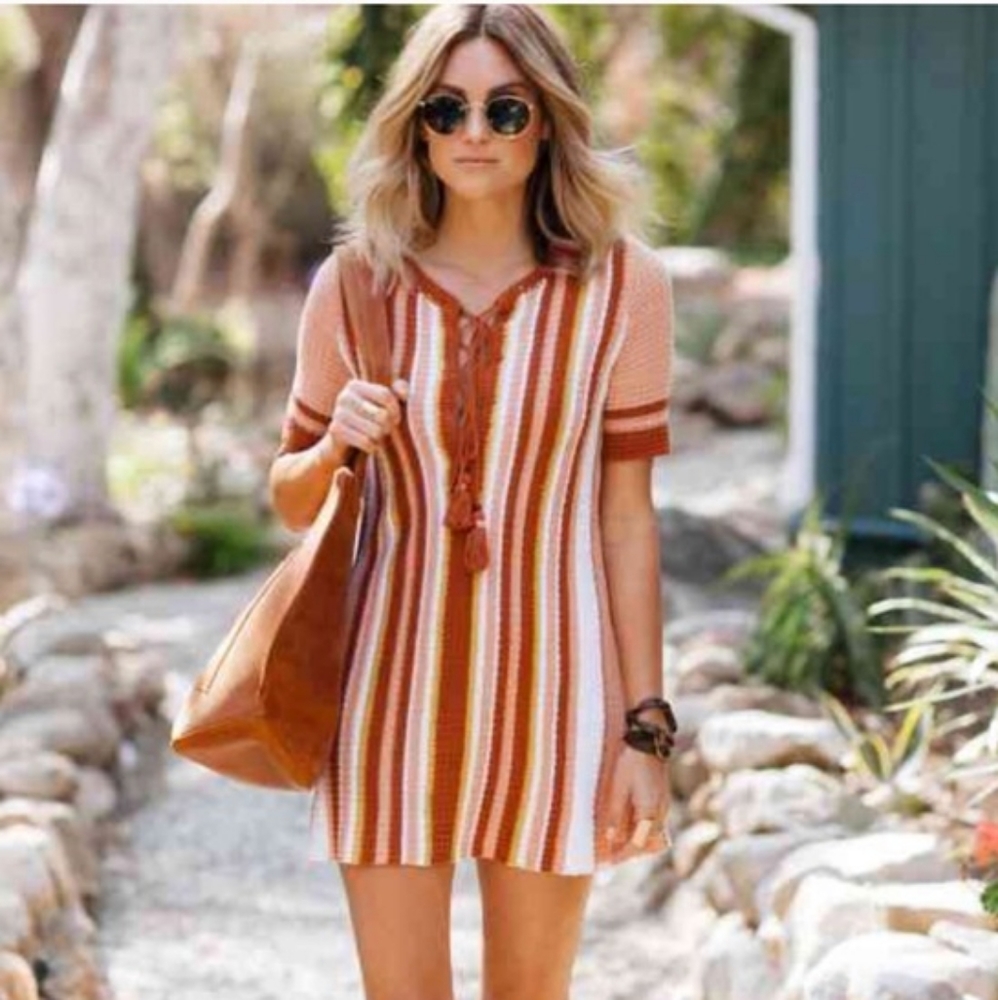 Free People lollipop orange tunic sweater …